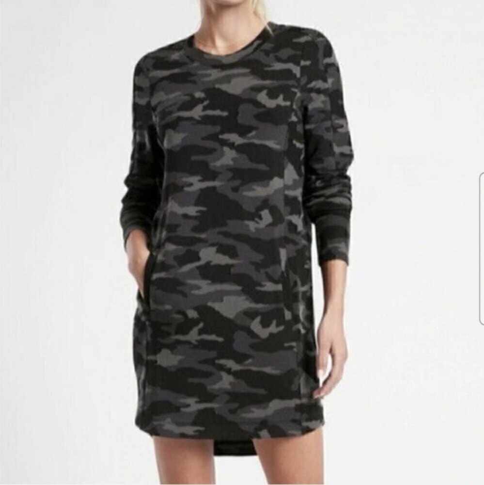 Athleta Balance Camo Printed Dress Long Sleeve Stretch Size S Small